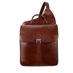 Siamod Manarola Sabotino, Oil Pull-Up Leather, Vertical Messenger Bag, Congnac